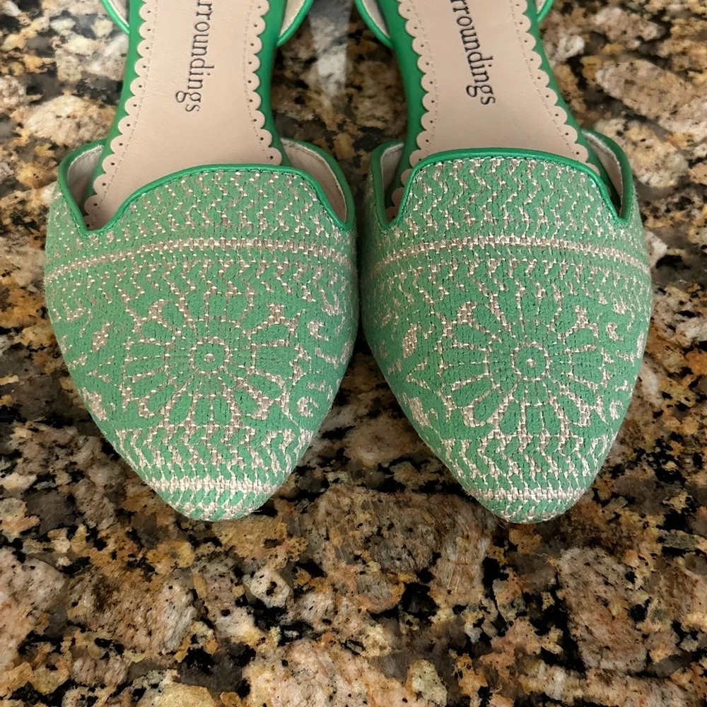 Soft Surroundings Amelia Green Flats Slip On Shoes Women's‎ Size 8